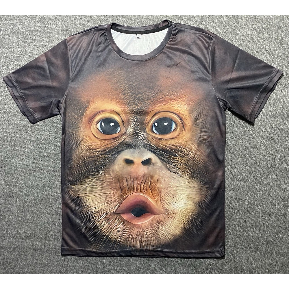 Women CHIMPANZEE FACE T-SHIRT sublimated polyester BIG LOGO FRONT&BACK Size S